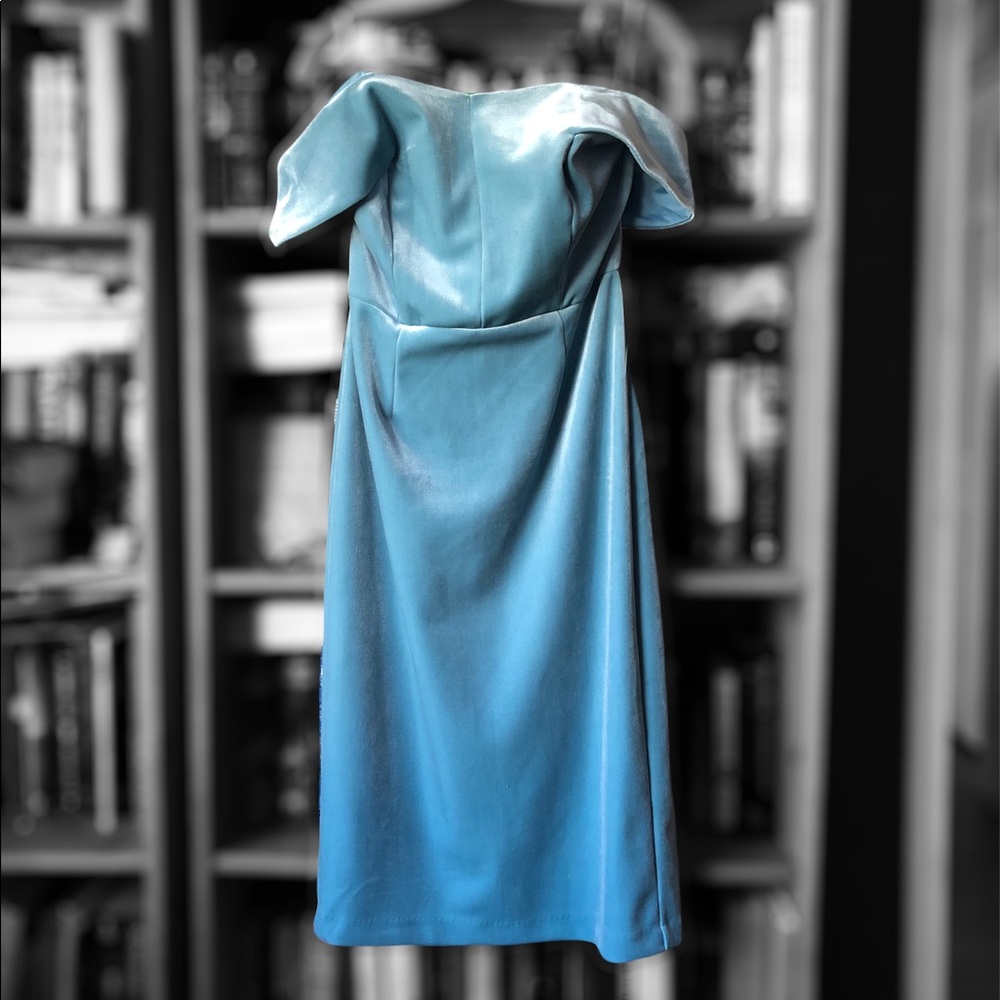 NY&C Sky Blue Velvet Dress & black belt